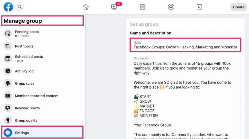 How to change a Facebook Group name