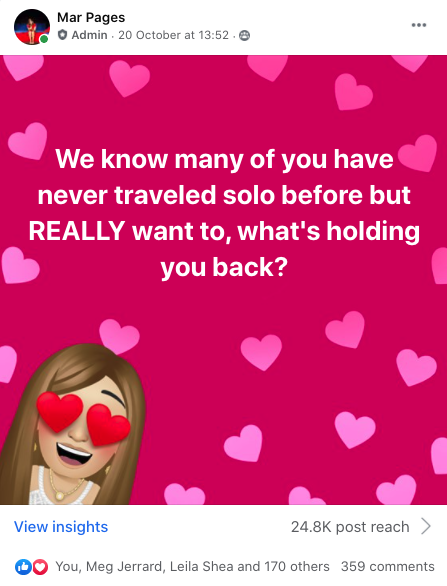 Screenshot of a High engagement Facebook Group post