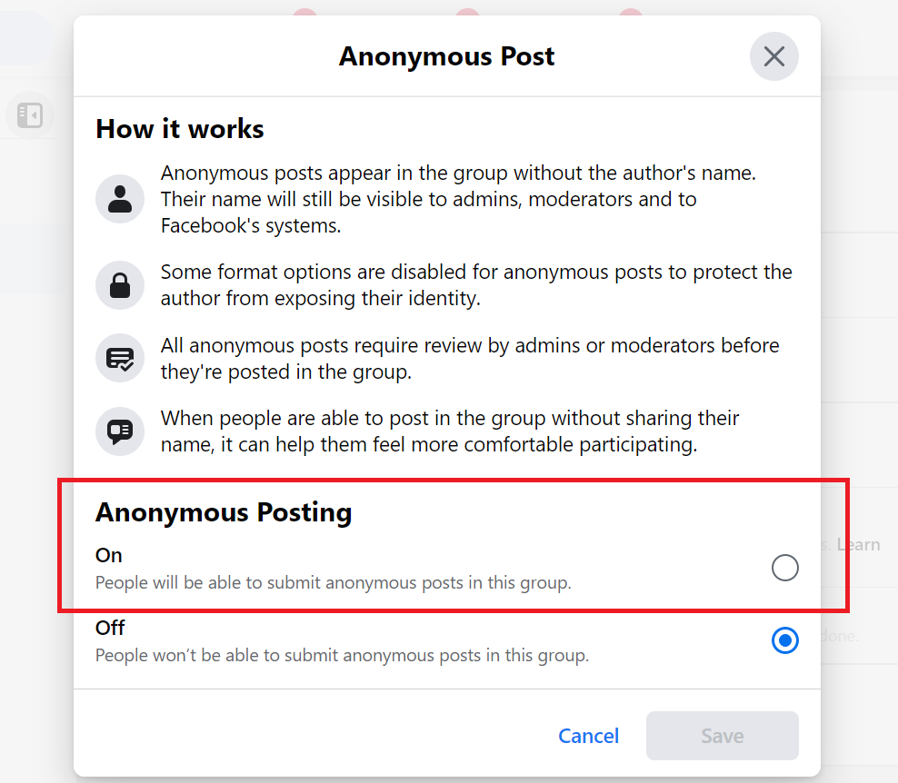 facebook reports anonymous