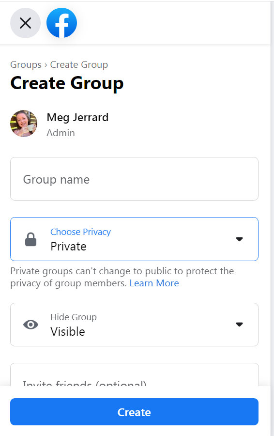 Creating a secret Facebook Group (2)