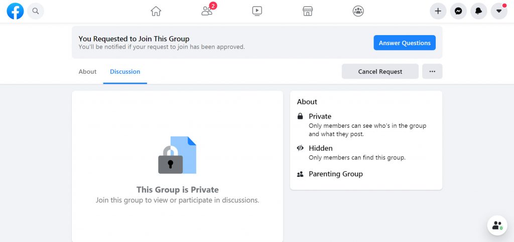 Secret Facebook group invite